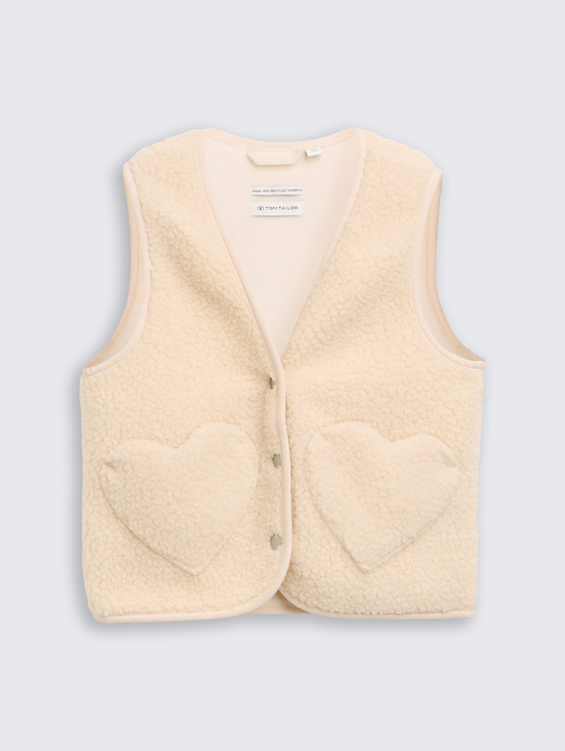 Teddy vest met hartvormige zakken en fleece - cloudy_beige - 
