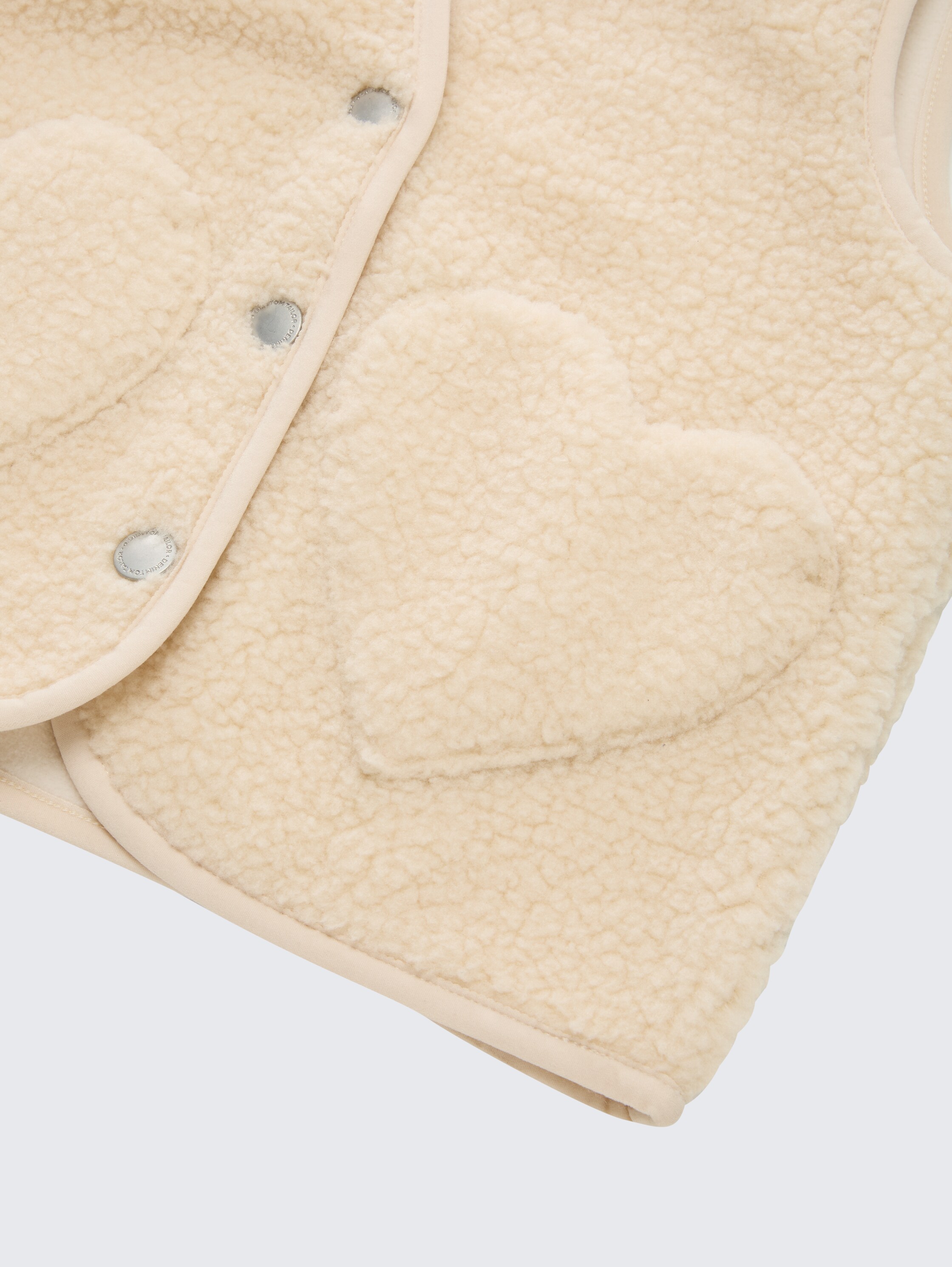 Teddy vest met hartvormige zakken en fleece - cloudy_beige - 