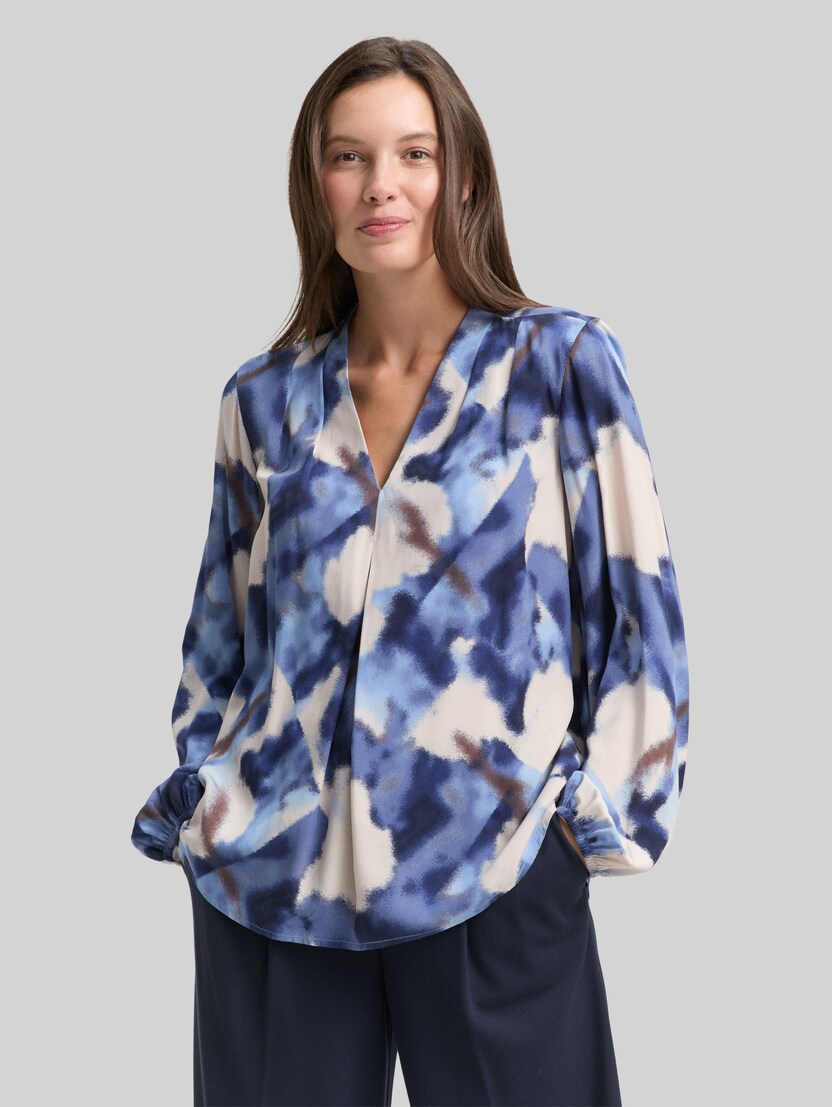 Bluse mit Muster von Women, blue blurry argyle
