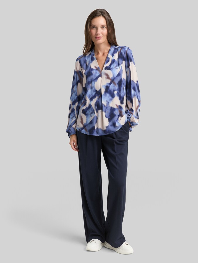 Blouse met patroon door Women, blue blurry argyle