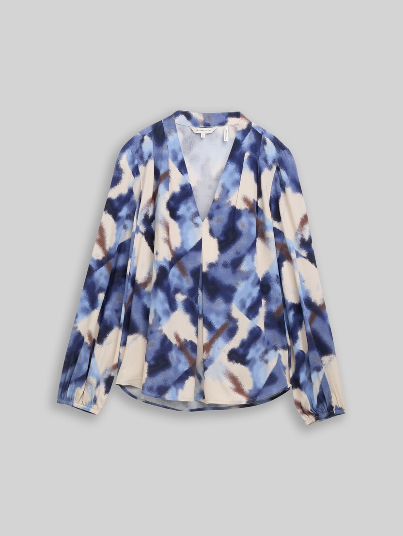 Patterned blouse by Women, blue blurry argyle