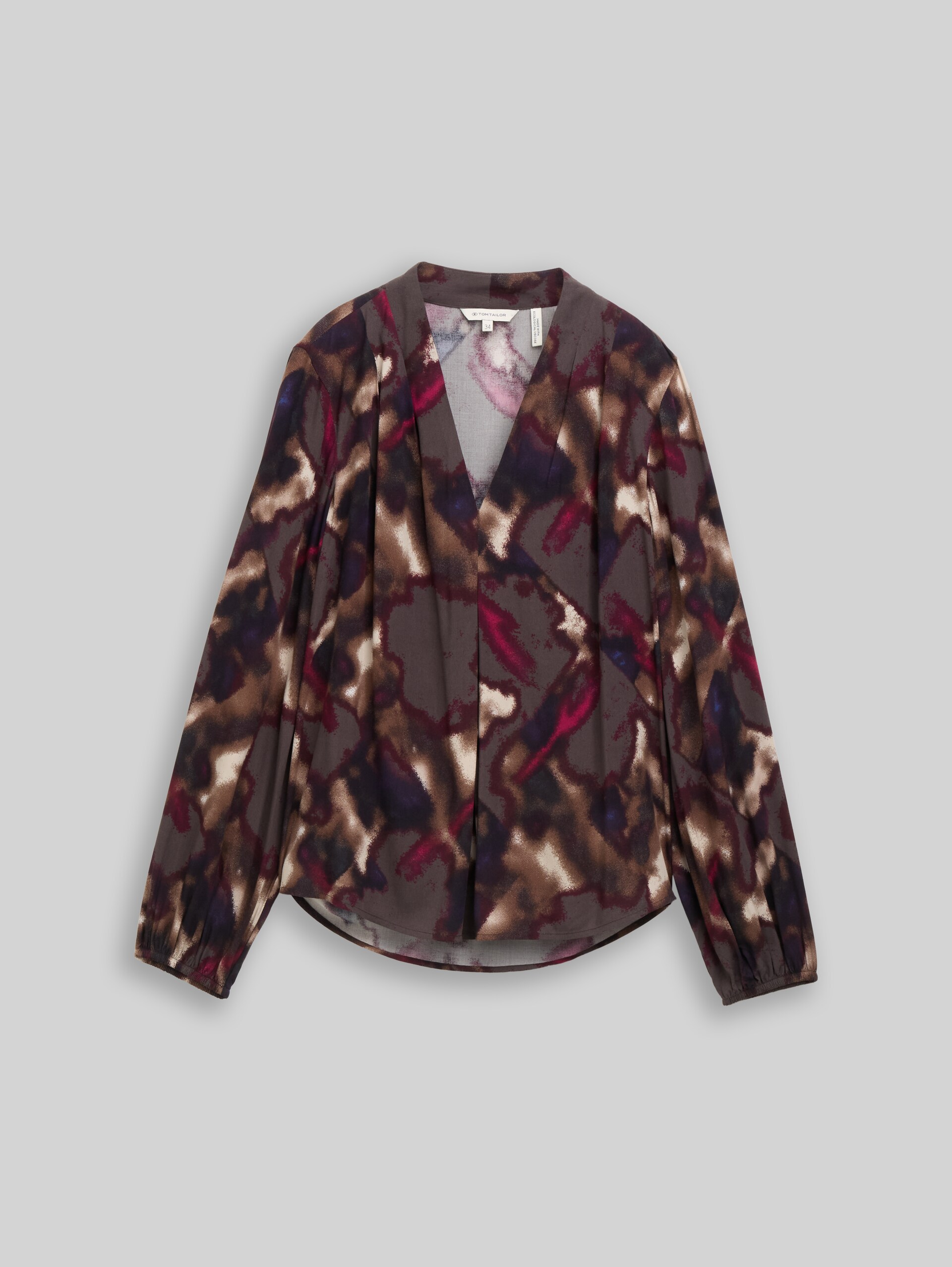 Bluse mit Muster - brown blurry argyle - Vorder-Produkt-Ansicht