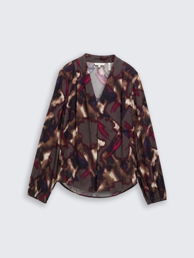 Blouse met patroon door Women, brown blurry argyle