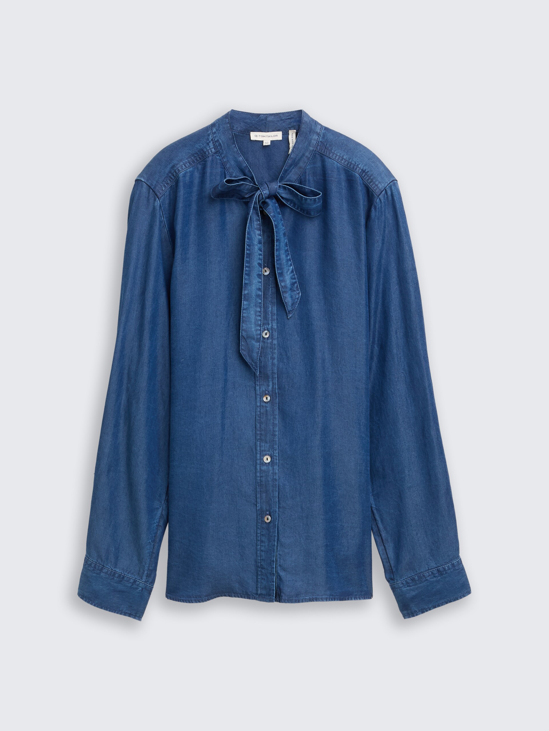 Bluse mit Schleifen-Detail - blue denim dark wash - Vorder-Produkt-Ansicht