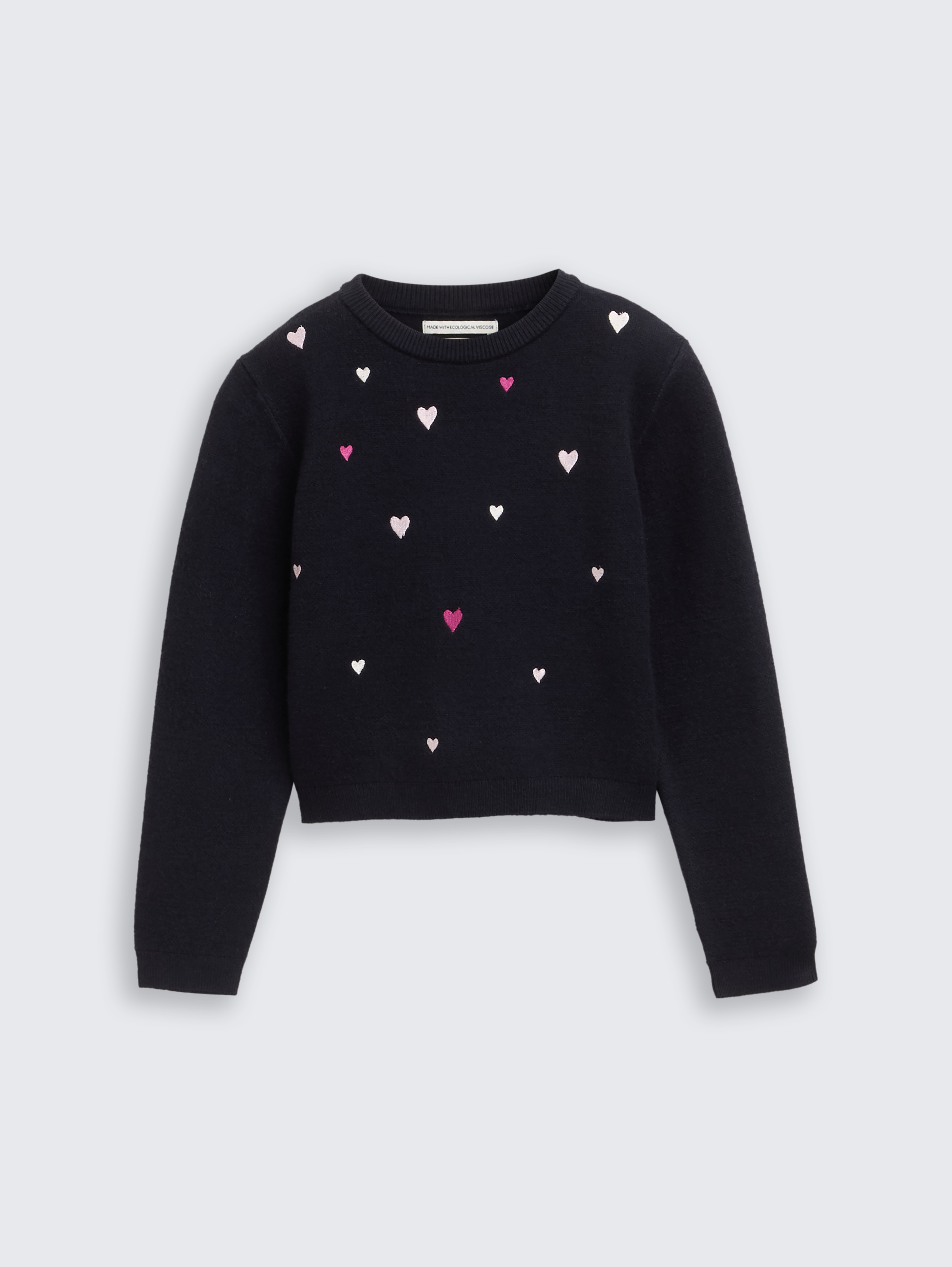 Cropped Strickpullover mit Stickerei von Mini Girls, sky captain blue