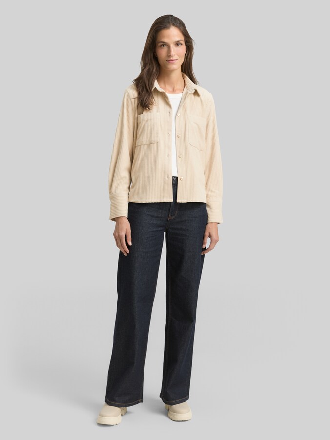 Chemisier ample en velours côtelé par Women, sand stone beige