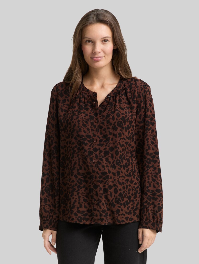 Bluse mit Leo-Print von Women, brown black small leo print