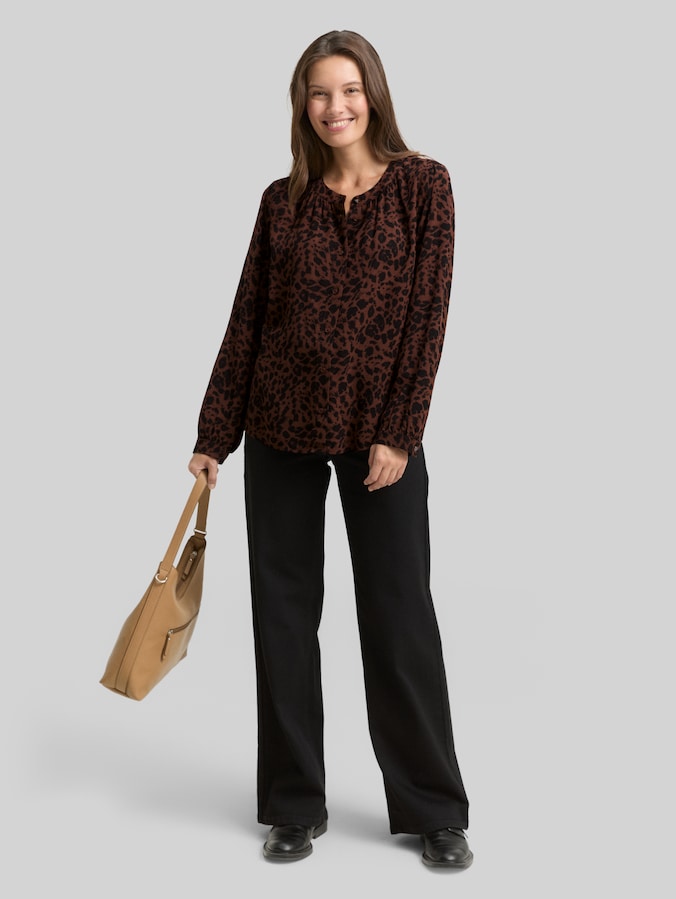 Blouse à imprimé léopard par Women, brown black small leo print