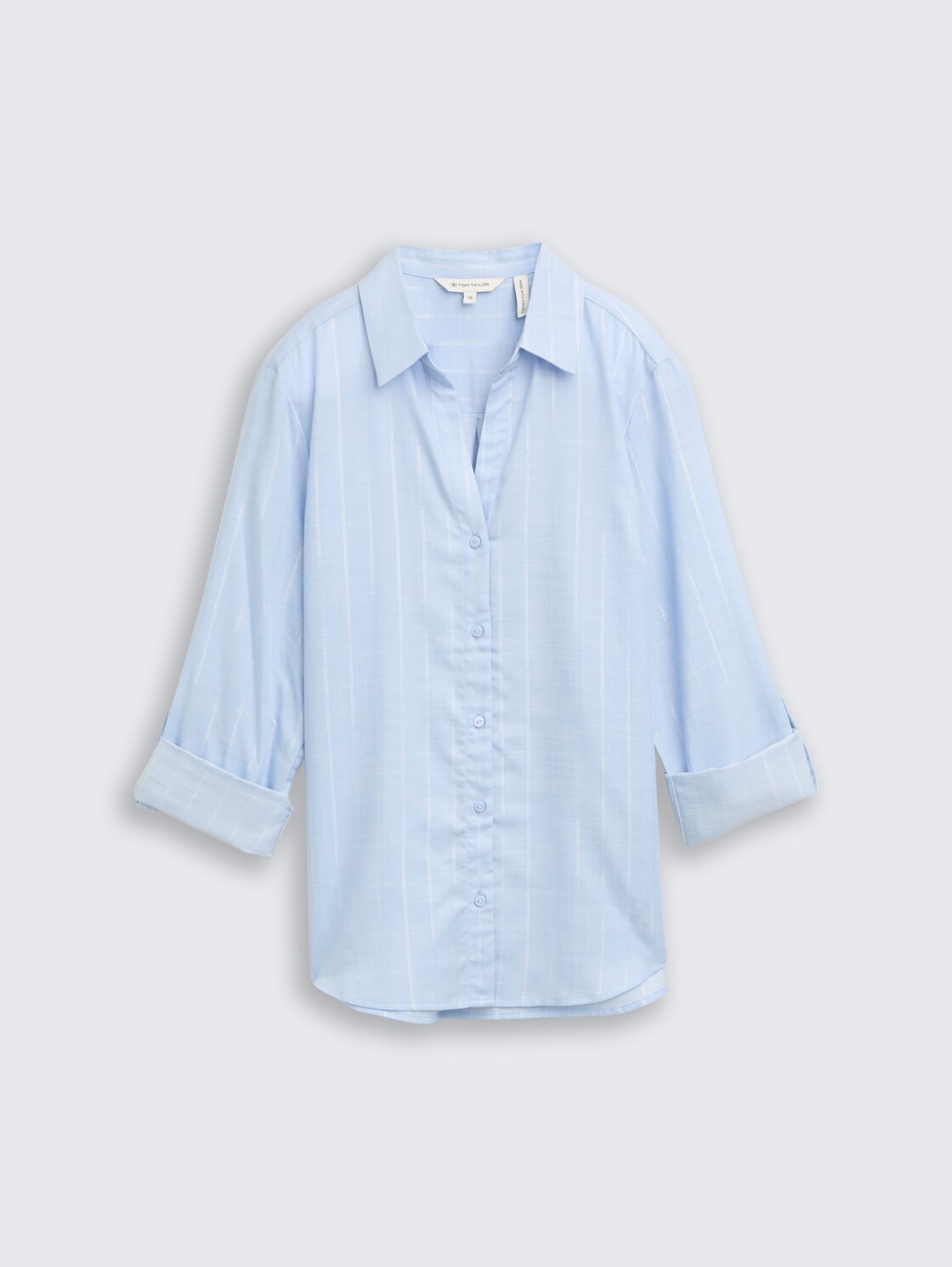 Blouse with glitter-effect stripes - blue pinstripe with lurex - Front product view