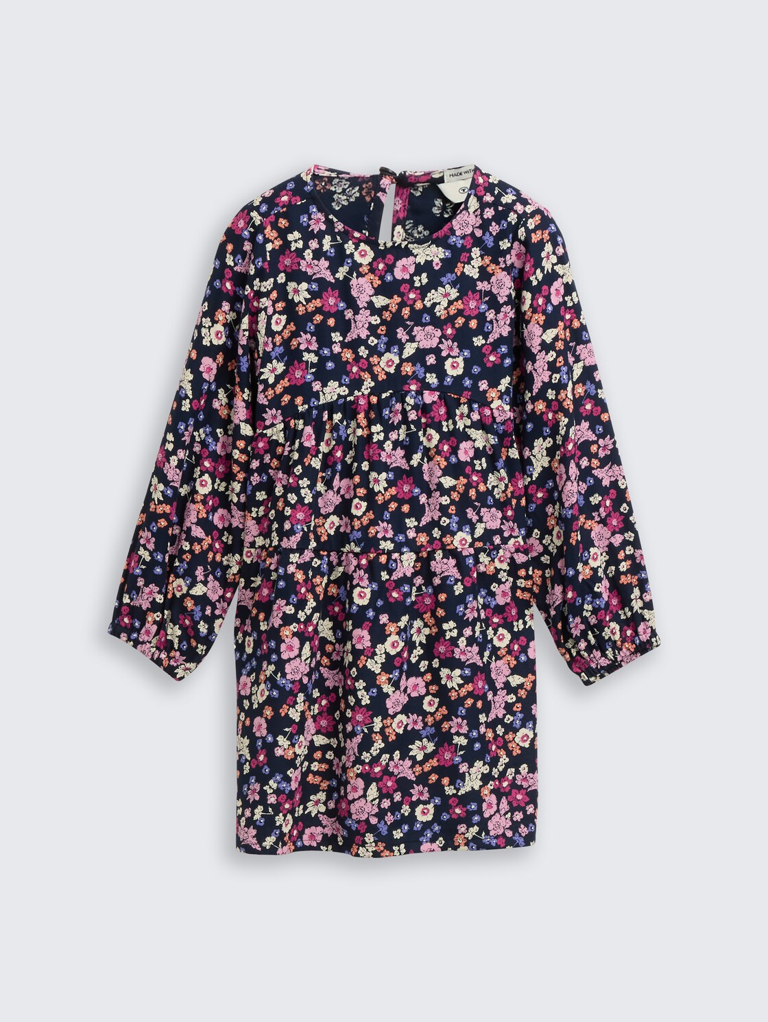 Mini-Kleid mit Blumenmuster - blue multicolor flower print - Vorder-Produkt-Ansicht