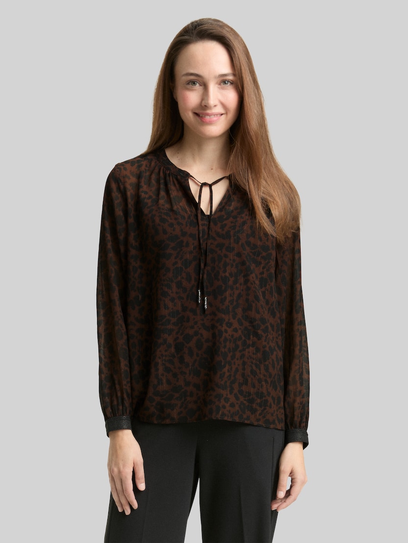 Chiffon Bluse mit Leo-Print von Women, brown black small leo print