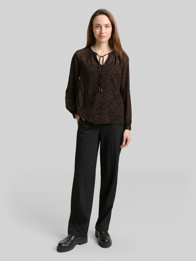 Chemisier en mousseline à imprimé léopard par Women, brown black small leo print