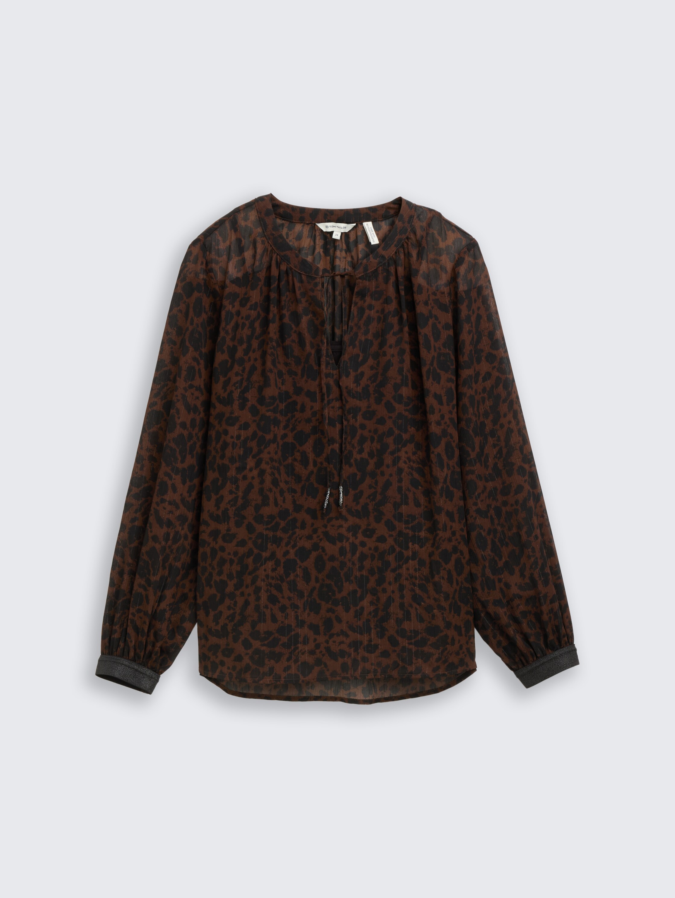 Chiffon blouse met luipaardprint - brown black small leo print - Product vooraanzicht