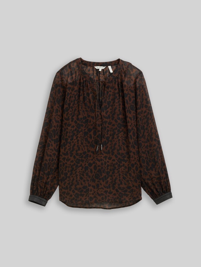 Chiffon Bluse mit Leo-Print von Women, brown black small leo print