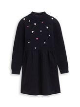 Geselecteerd, Mini-gebreide jurk met borduursel door Tom Tailor, blauw