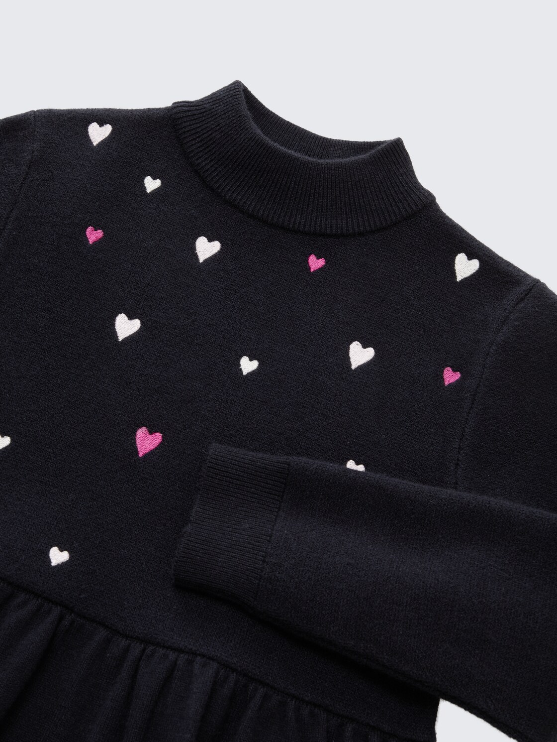 Mini-Strickkleid mit Stickerei - sky captain blue - Detail-Model-Ansicht