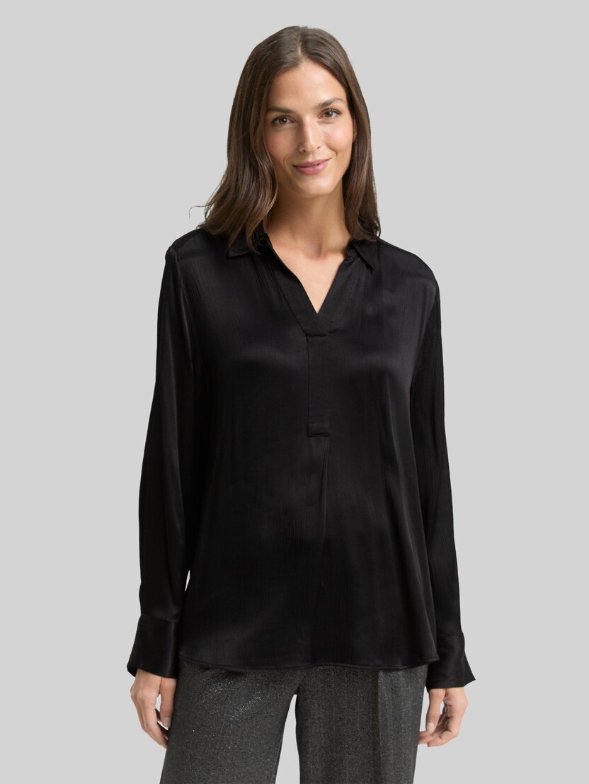 Crinkle Satinbluse von Women, deep black