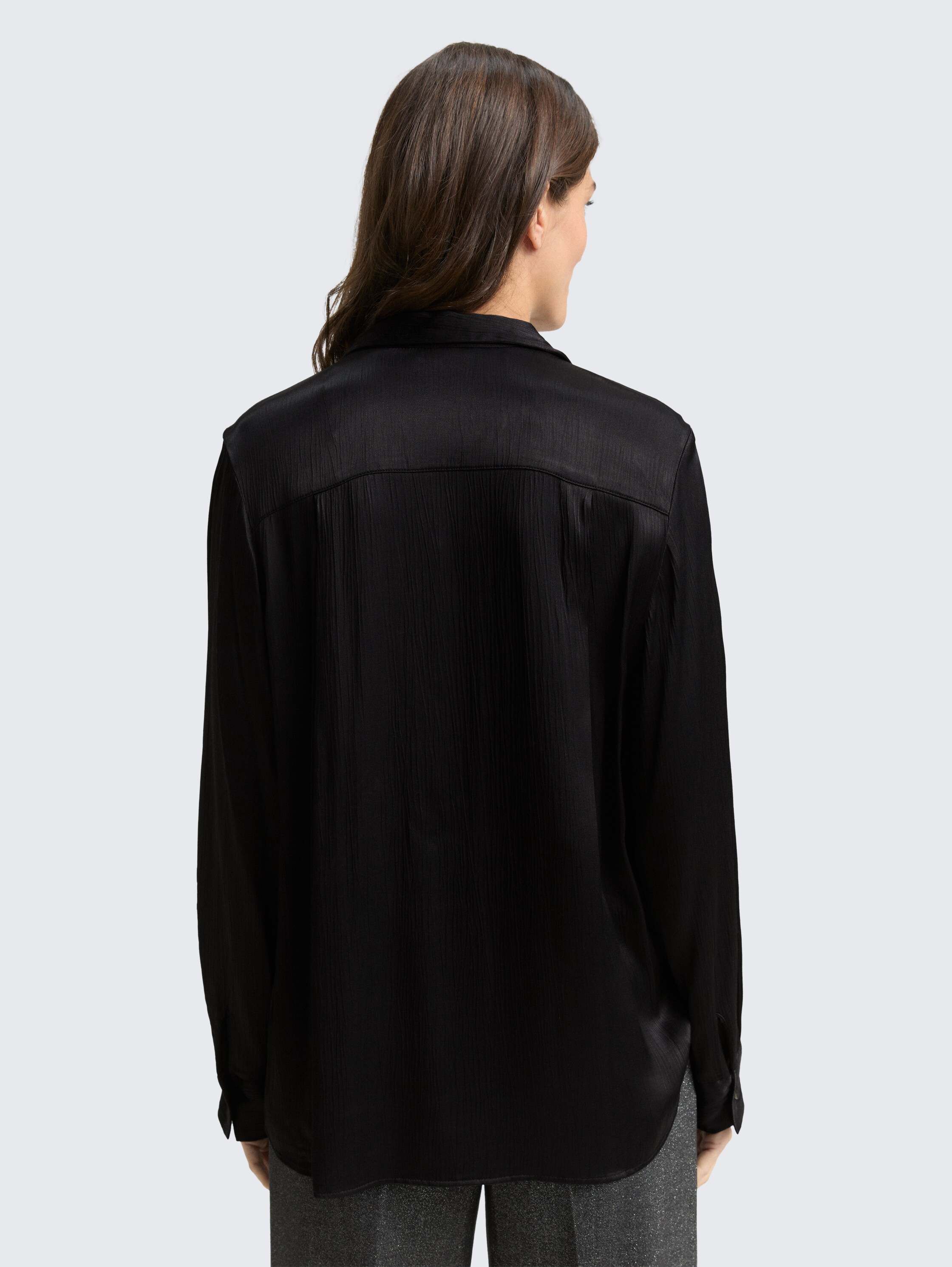 Crinkle satijnen blouse - deep_black_1 - 
