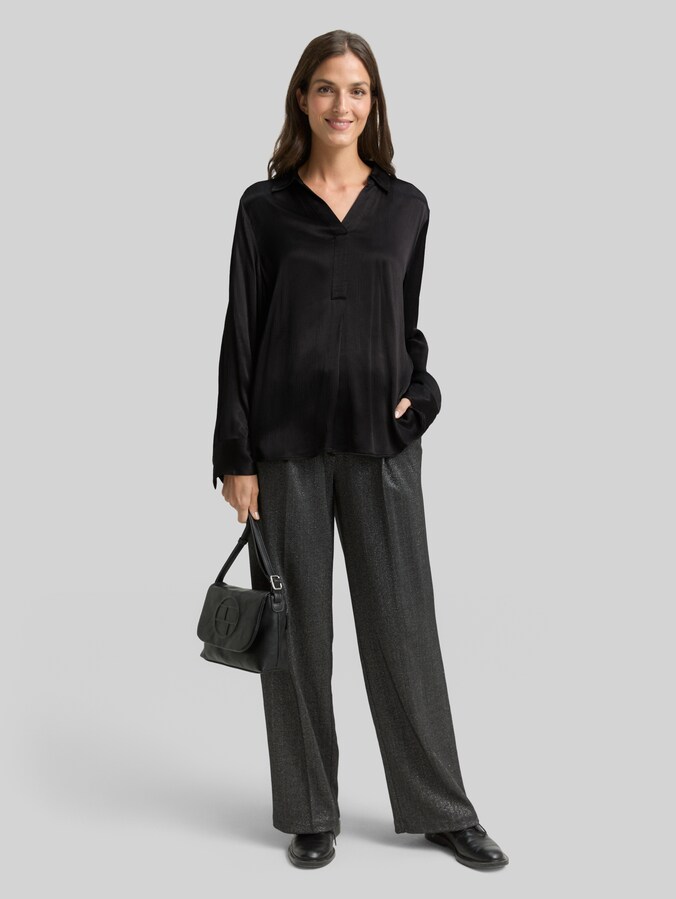 Chemisier en satin froissé par Women, deep black