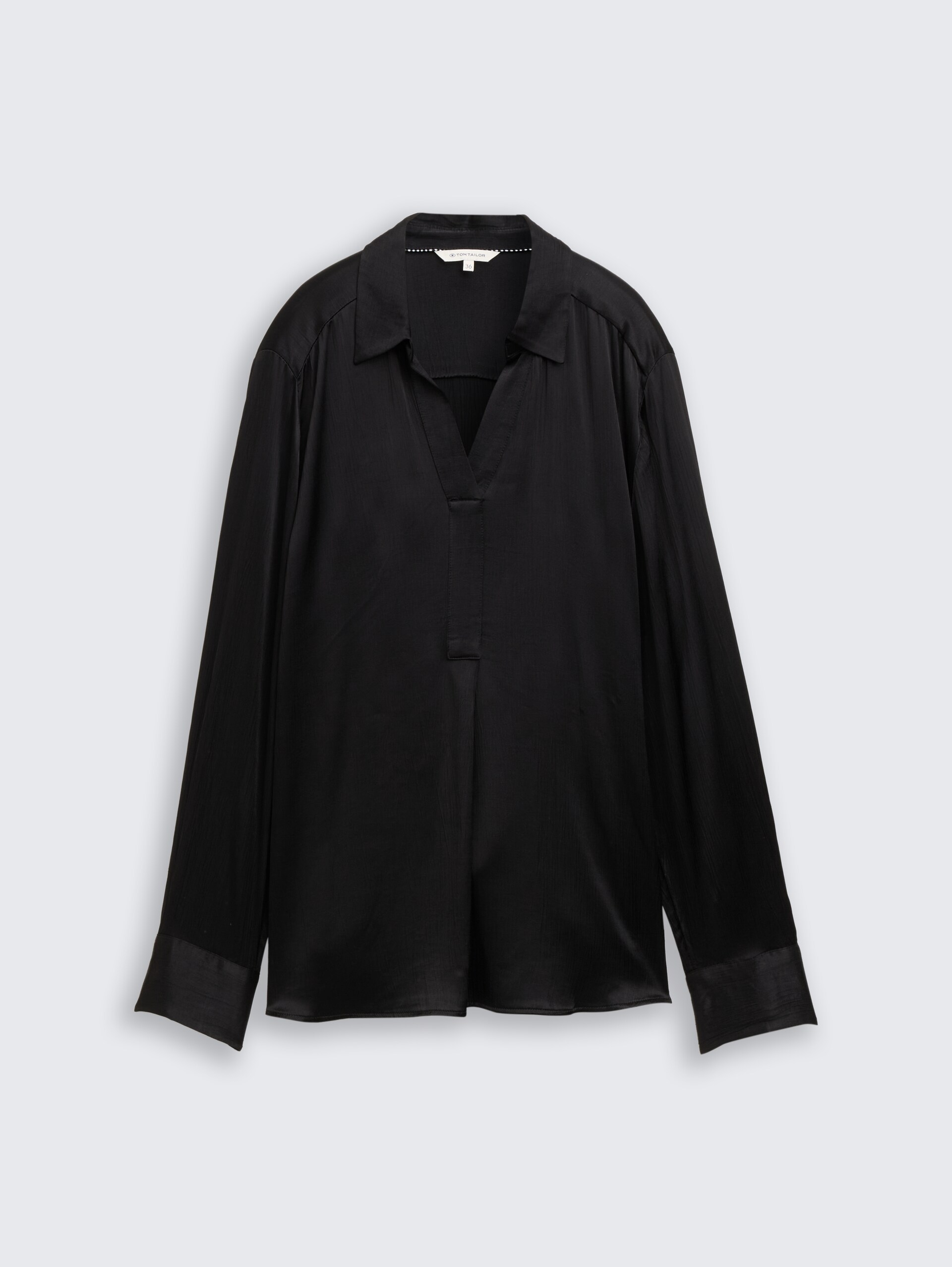 Crinkle Satinbluse - deep black - Vorder-Produkt-Ansicht