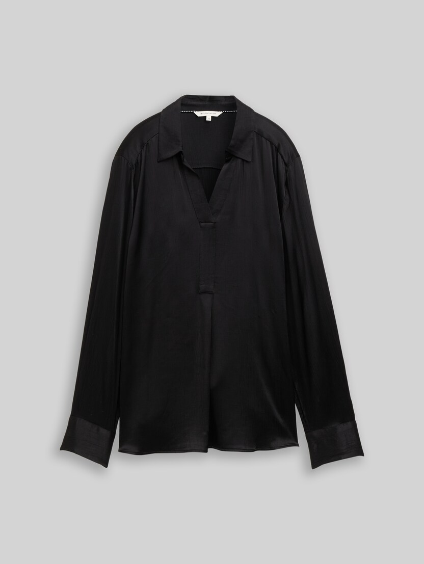 Crinkle satijnen blouse door Women, deep black