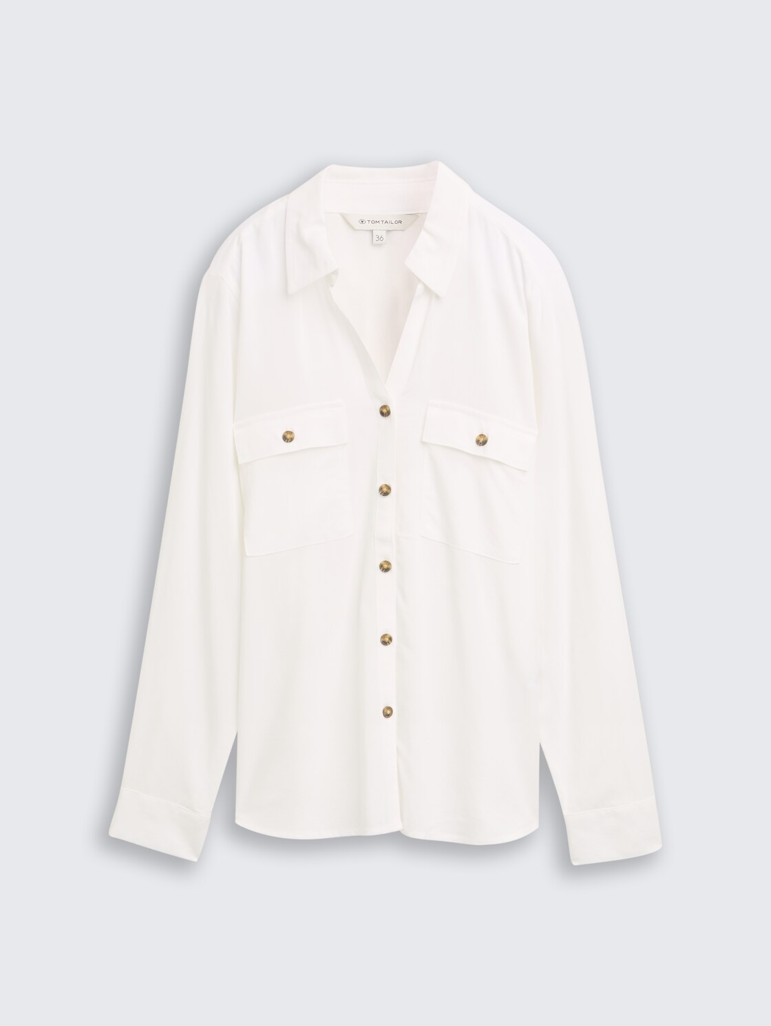 Hemdbluse mit Brusttaschen - Whisper White - Vorder-Produkt-Ansicht