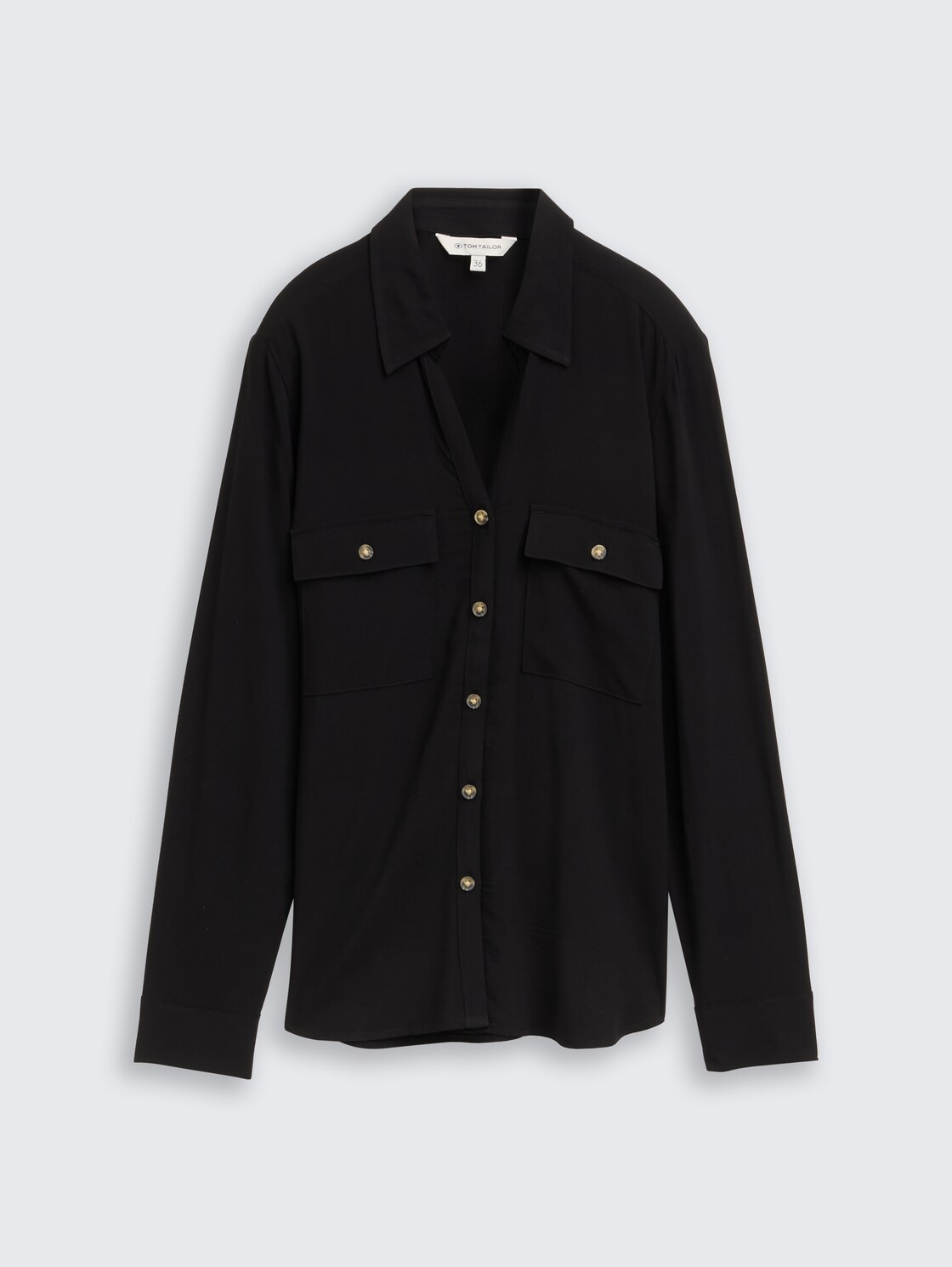 Hemdbluse mit Brusttaschen - deep black - Vorder-Produkt-Ansicht