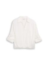 Sélectionné, Chemisier oversize en satin avec revers par Tom Tailor, blanc