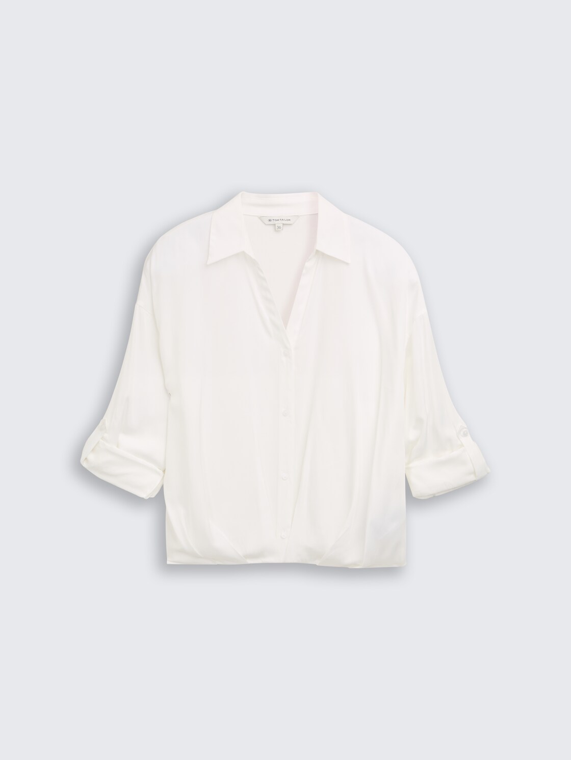 Oversized Satinbluse mit Turn-up-Funktion - Whisper White - Vorder-Produkt-Ansicht