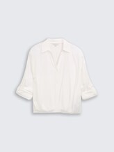 Oversized Satinbluse mit Turn-up-Funktion - Whisper White - Vorder-Produkt-Ansicht