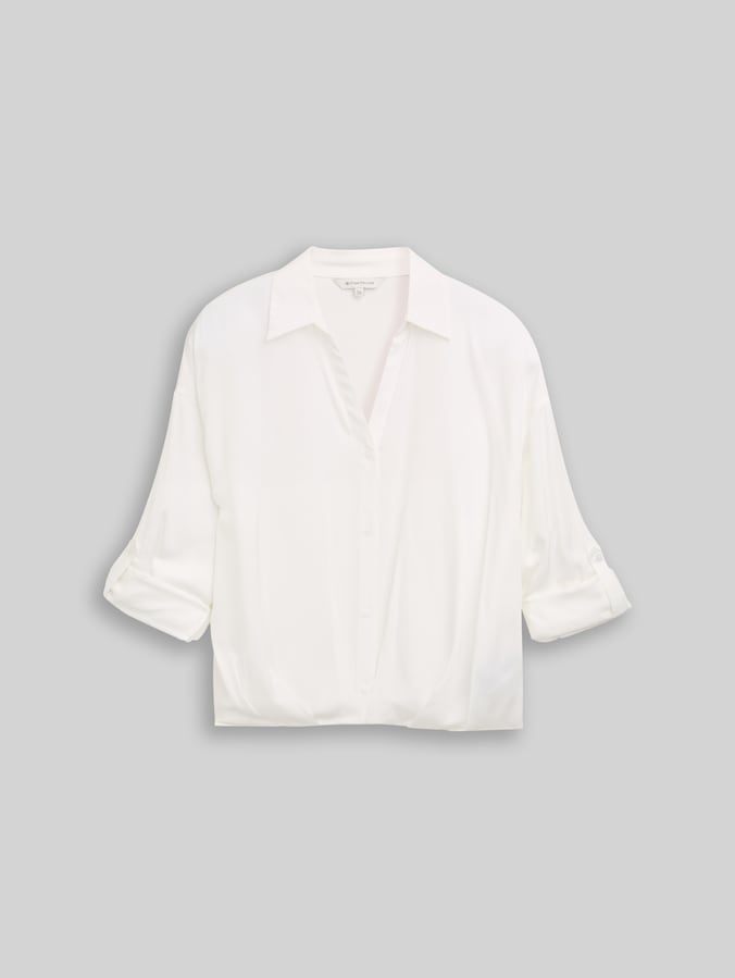 Oversized Satinbluse mit Turn-up-Funktion von Women, Whisper White