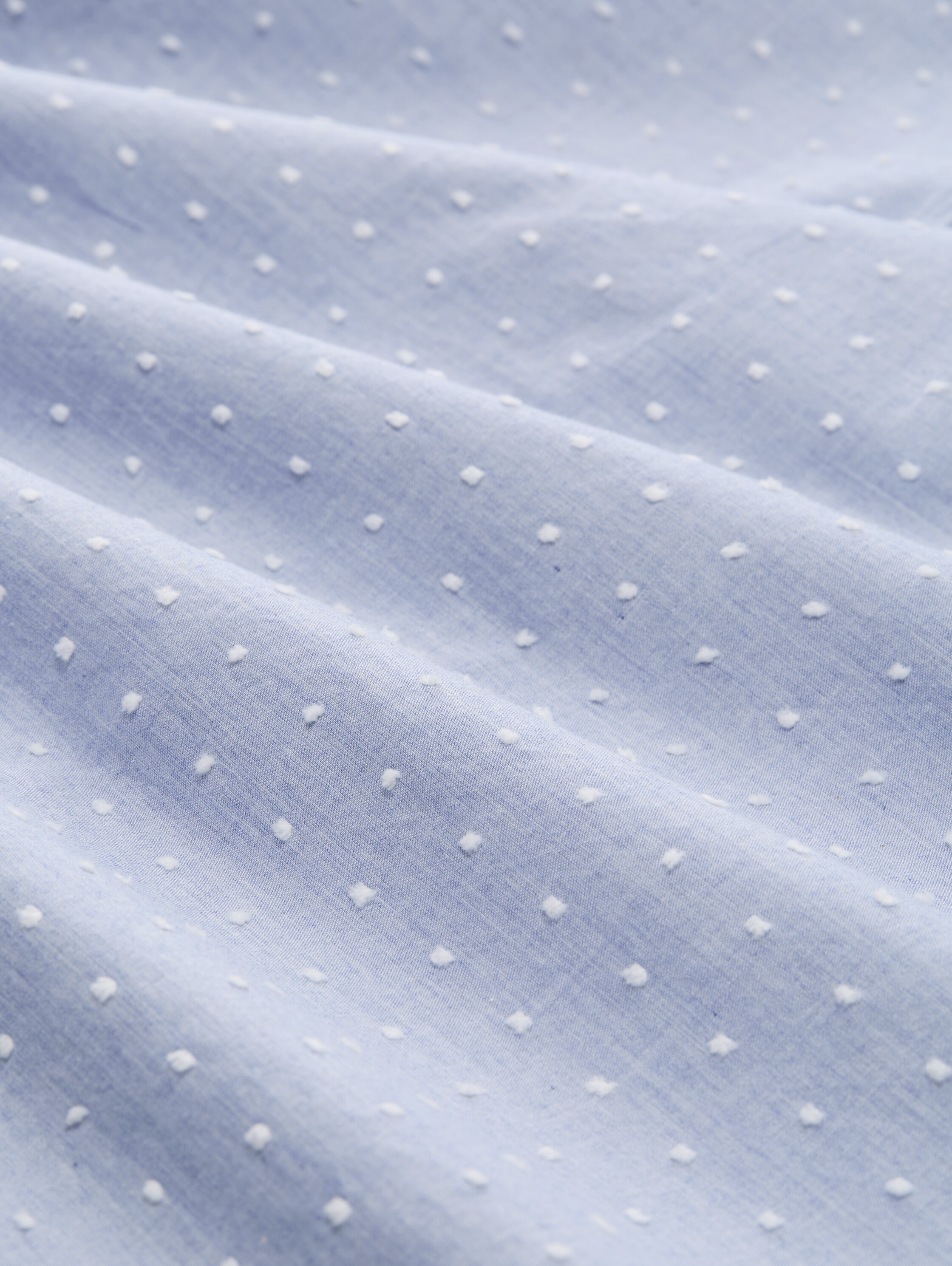 Chemisier ample avec broderies - blue white dobby - Vue de la matière