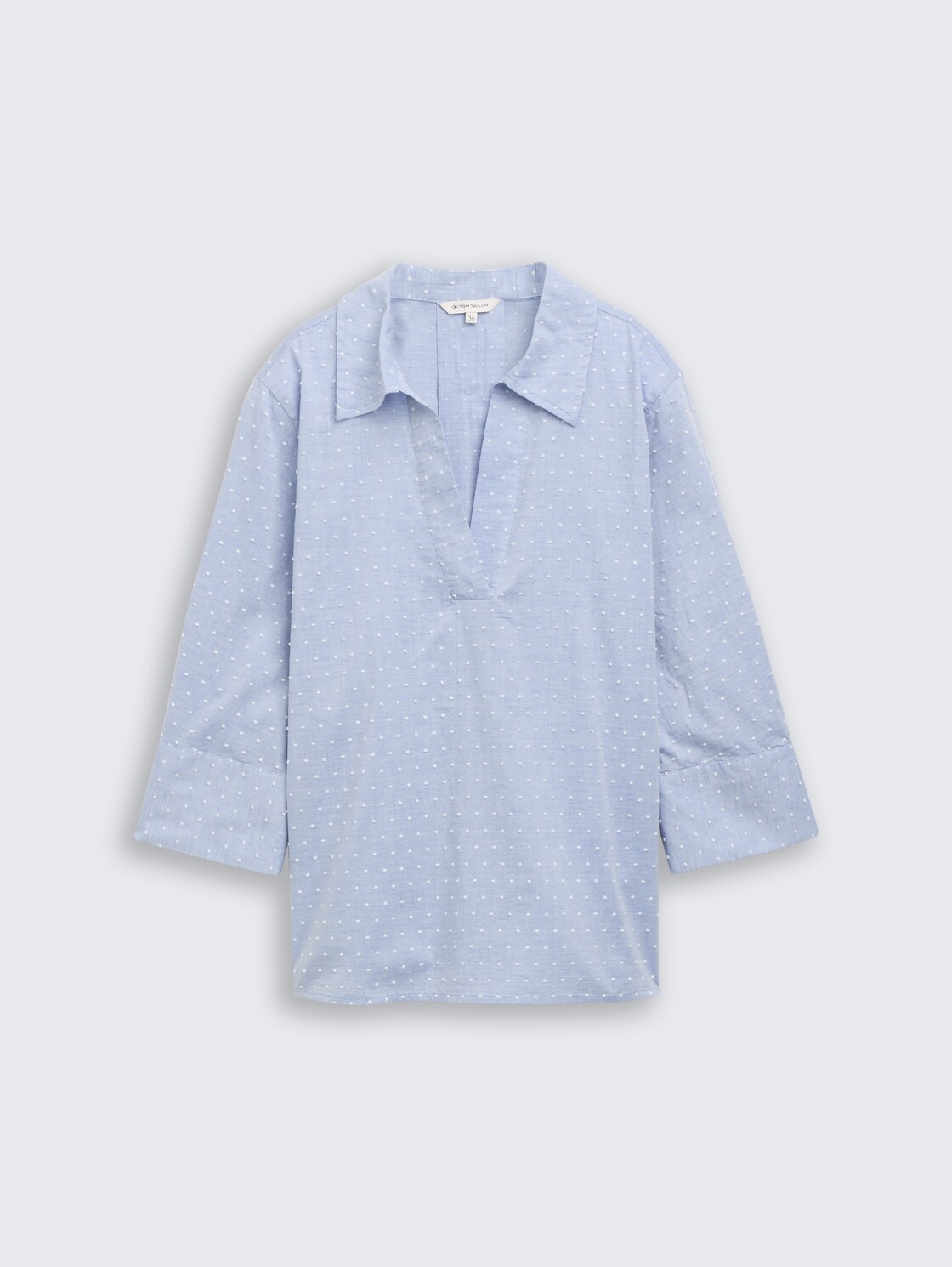 Loose Fit Bluse mit Stickerei - blue white dobby - Vorder-Produkt-Ansicht