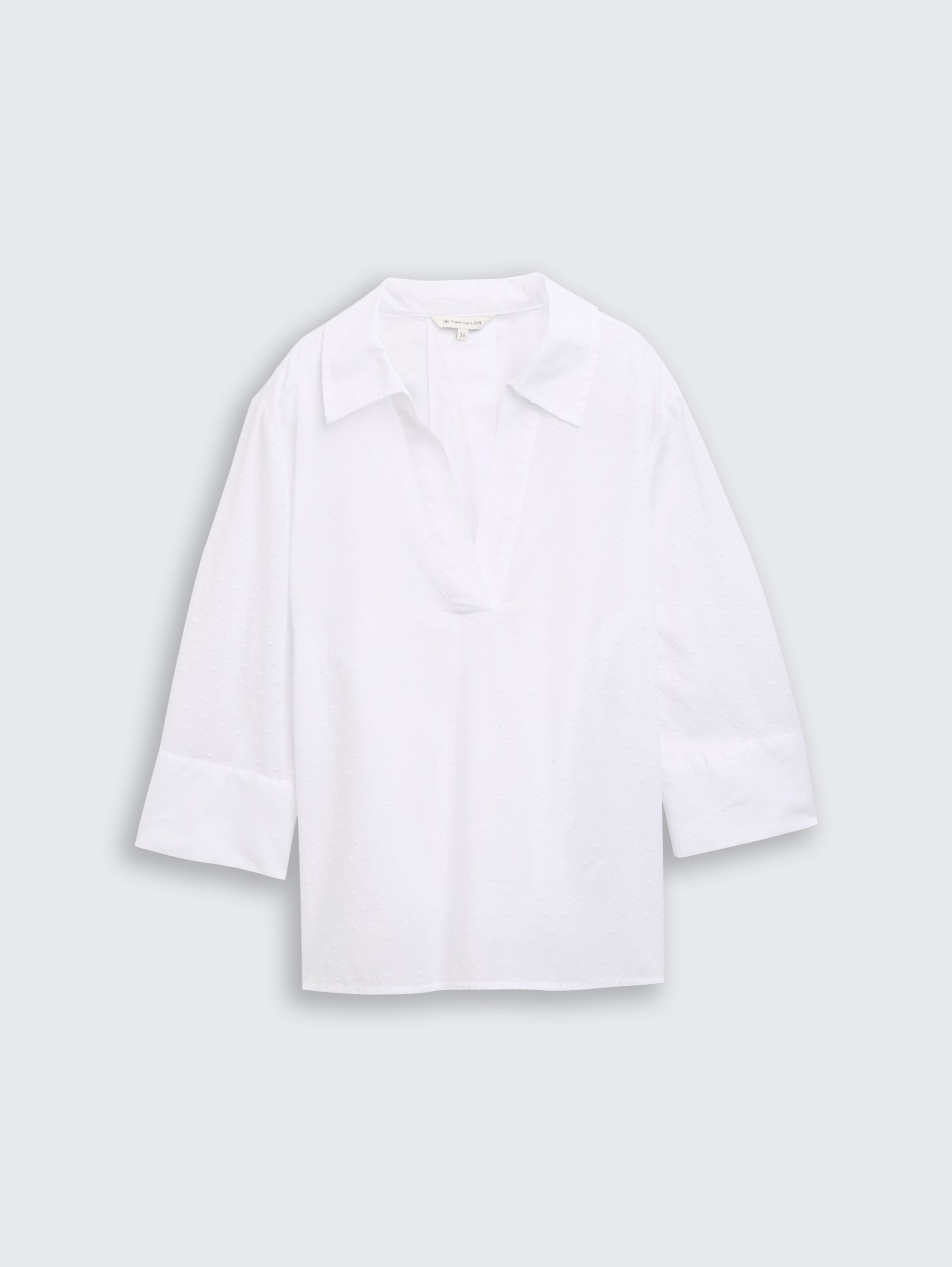 Loose Fit Bluse mit Stickerei - white dobby - Vorder-Produkt-Ansicht