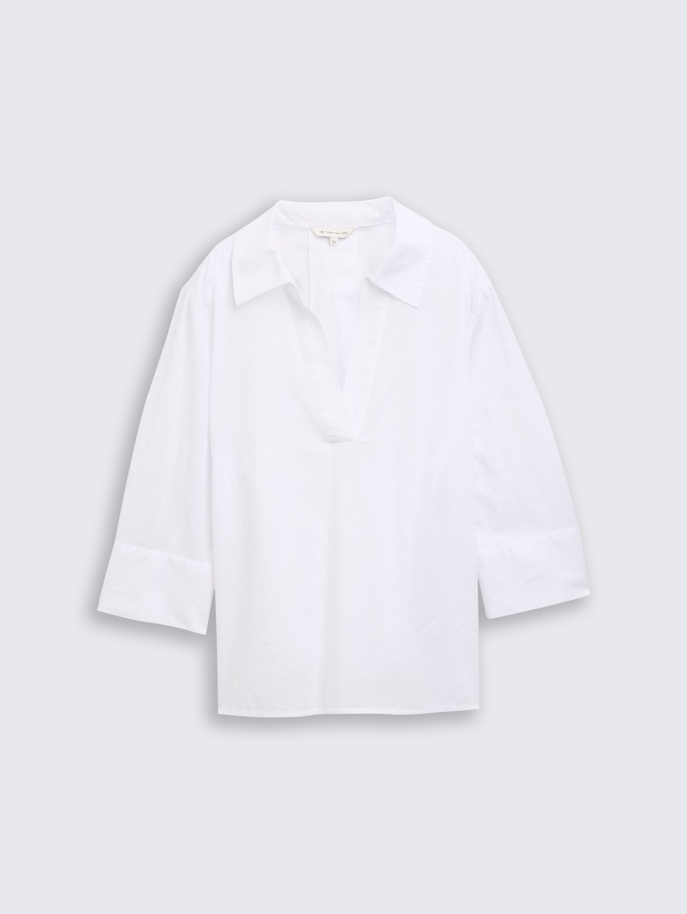 Chemisier ample avec broderies - white dobby - Vue de face du produit