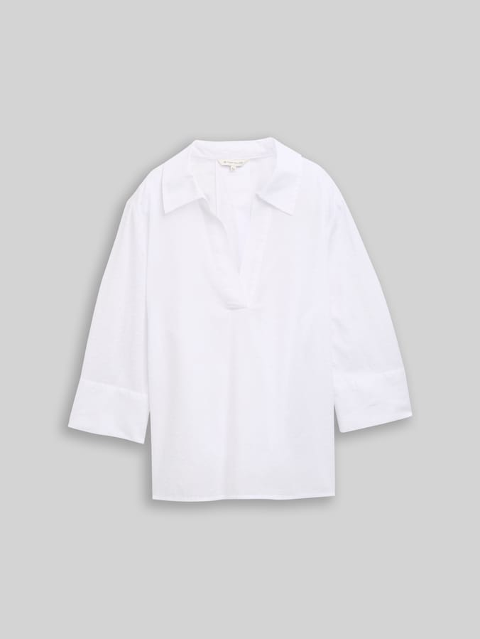 Losvallende blouse met borduursel door Women, white dobby