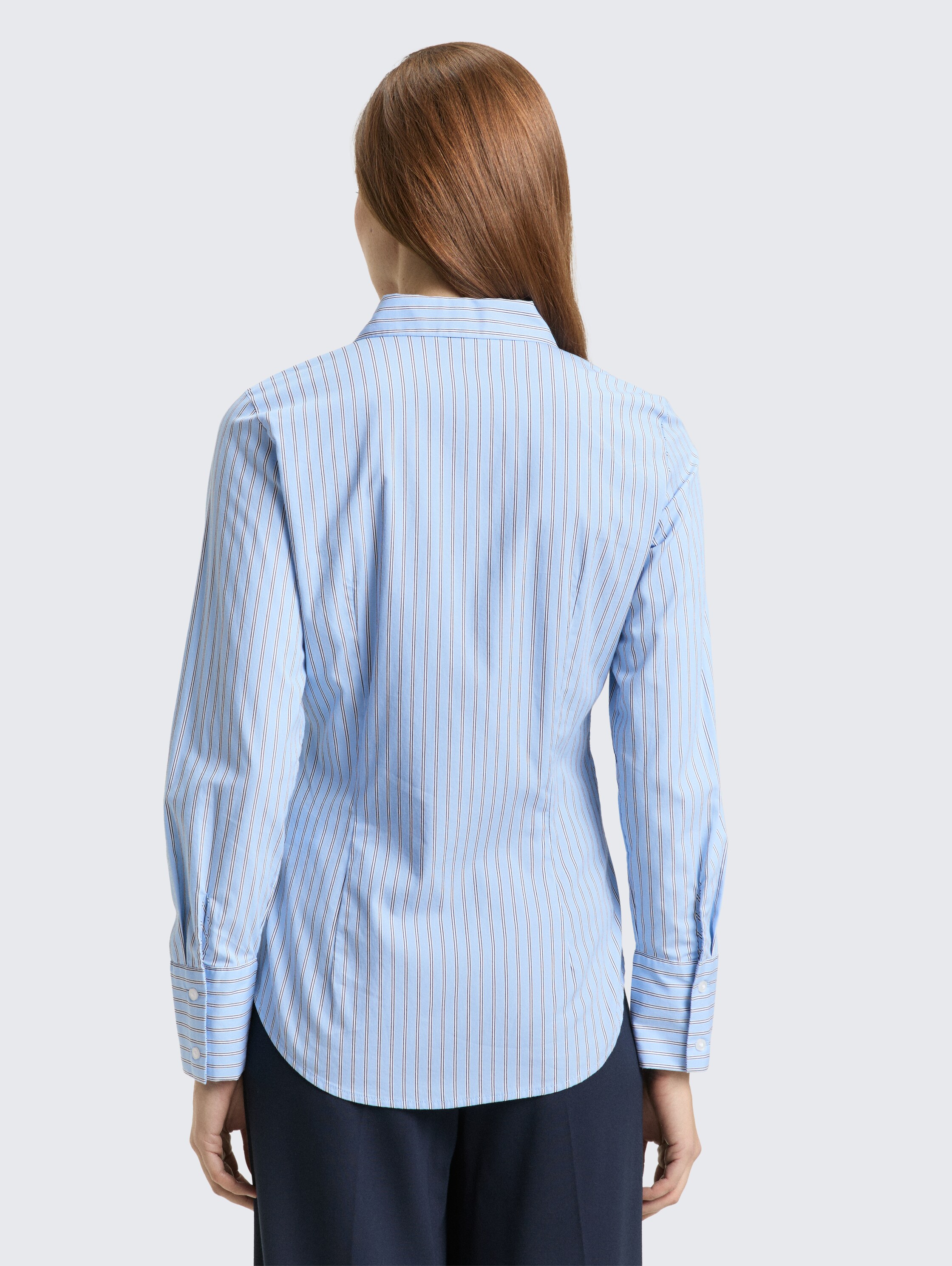 Fitted poplin shirt blouse - blue_white_poplin_stripe - 