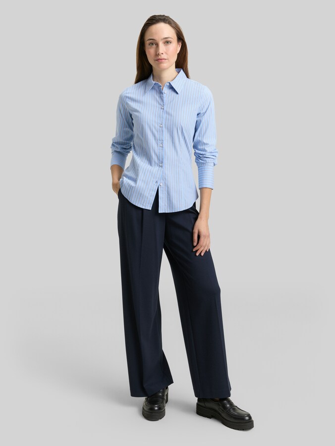 Fitted Popeline Hemdbluse von Women, blue white poplin stripe