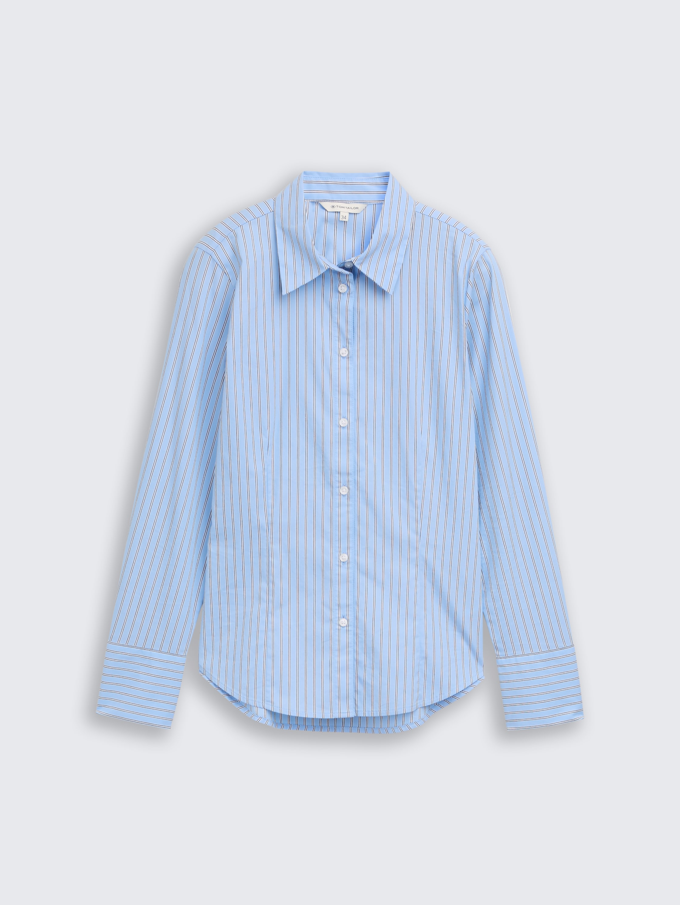 Fitted poplin shirt blouse - blue_white_poplin_stripe - 