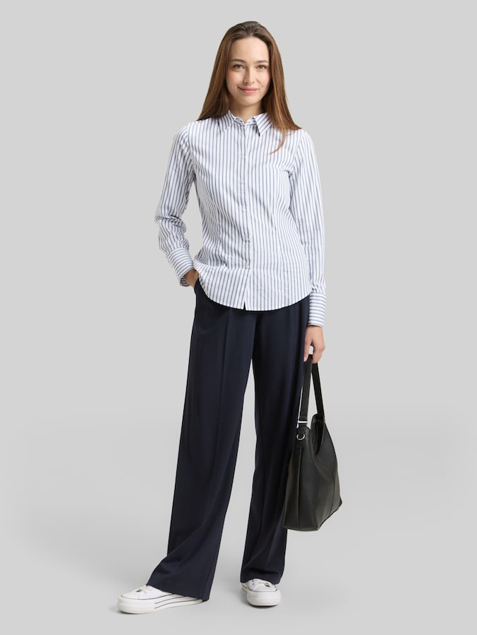 Chemise ajustée en popeline par Women, white blue poplin stripe