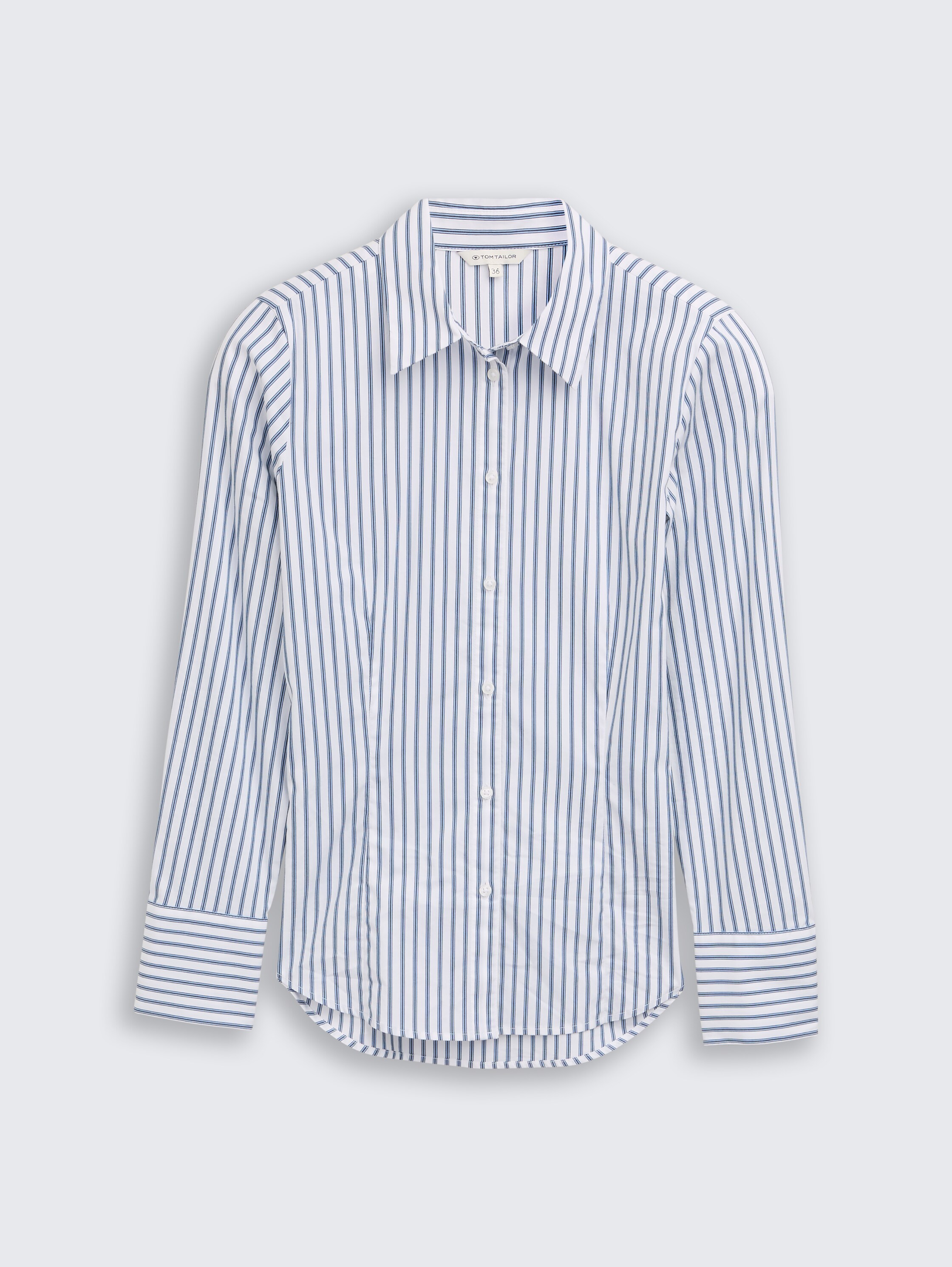 Chemise en popeline ajustée - white blue poplin stripe - Vue de face du produit