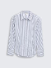 Overhemdblouse in popeline - white blue poplin stripe - Product vooraanzicht