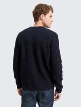 Strickpullover mit Strukturmix - navy melange multi neps