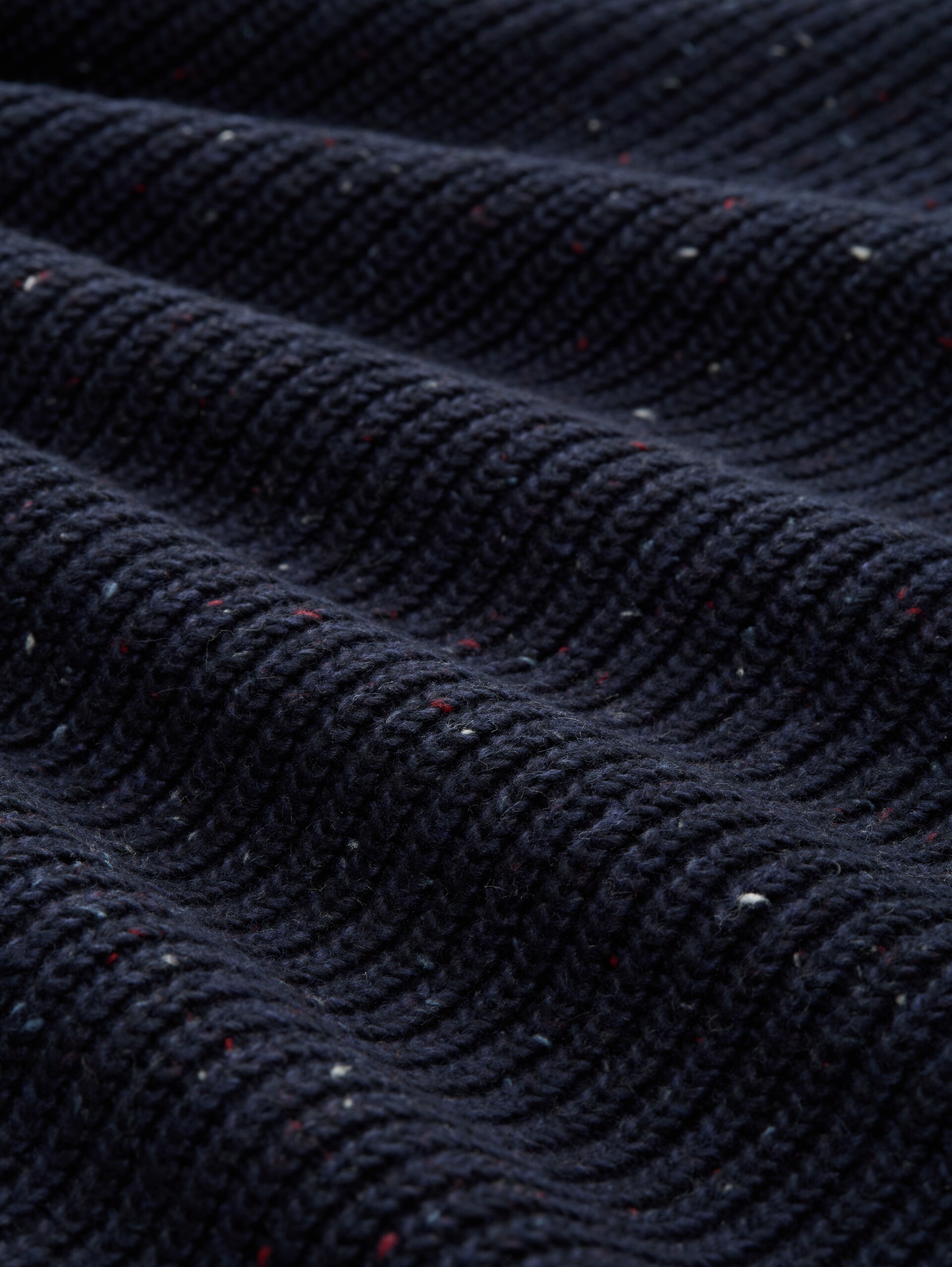 Strickpullover mit Strukturmix - navy melange multi neps - Material-Ansicht