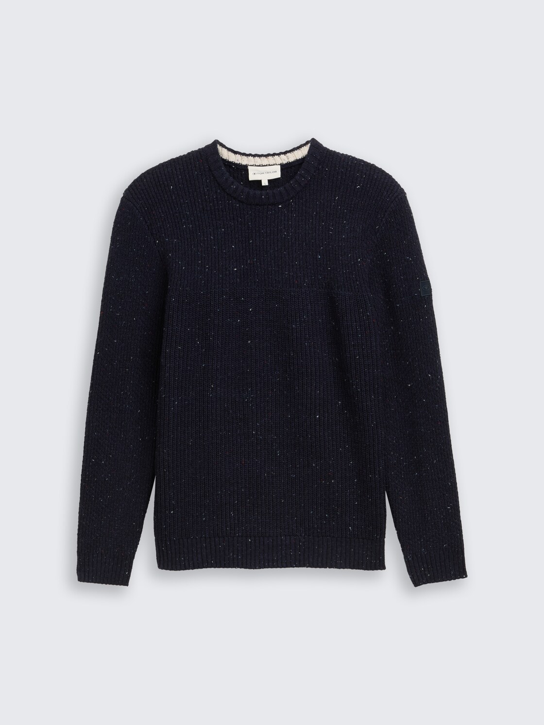 Strickpullover mit Strukturmix - navy melange multi neps
