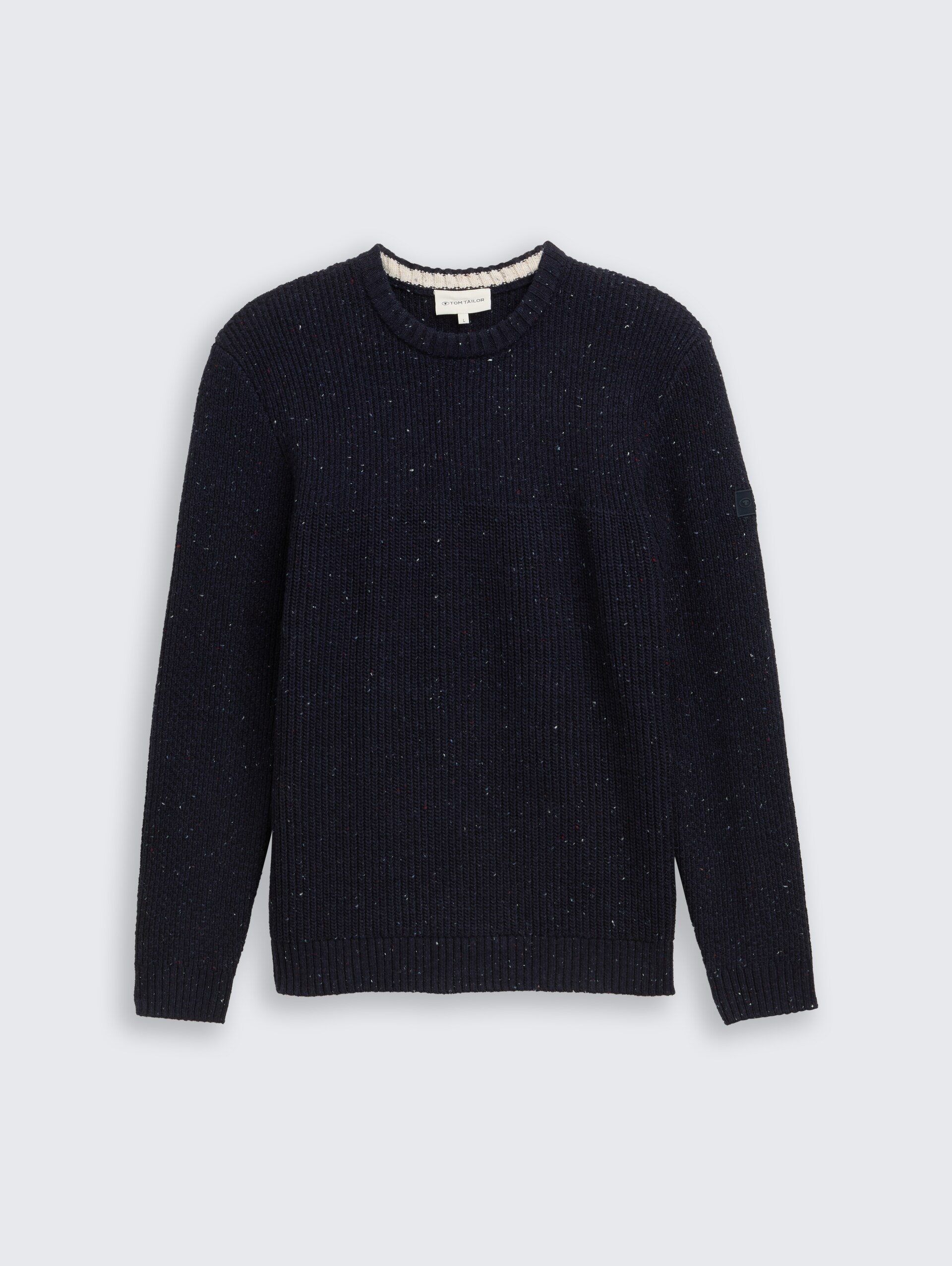 Strickpullover mit Strukturmix - navy melange multi neps