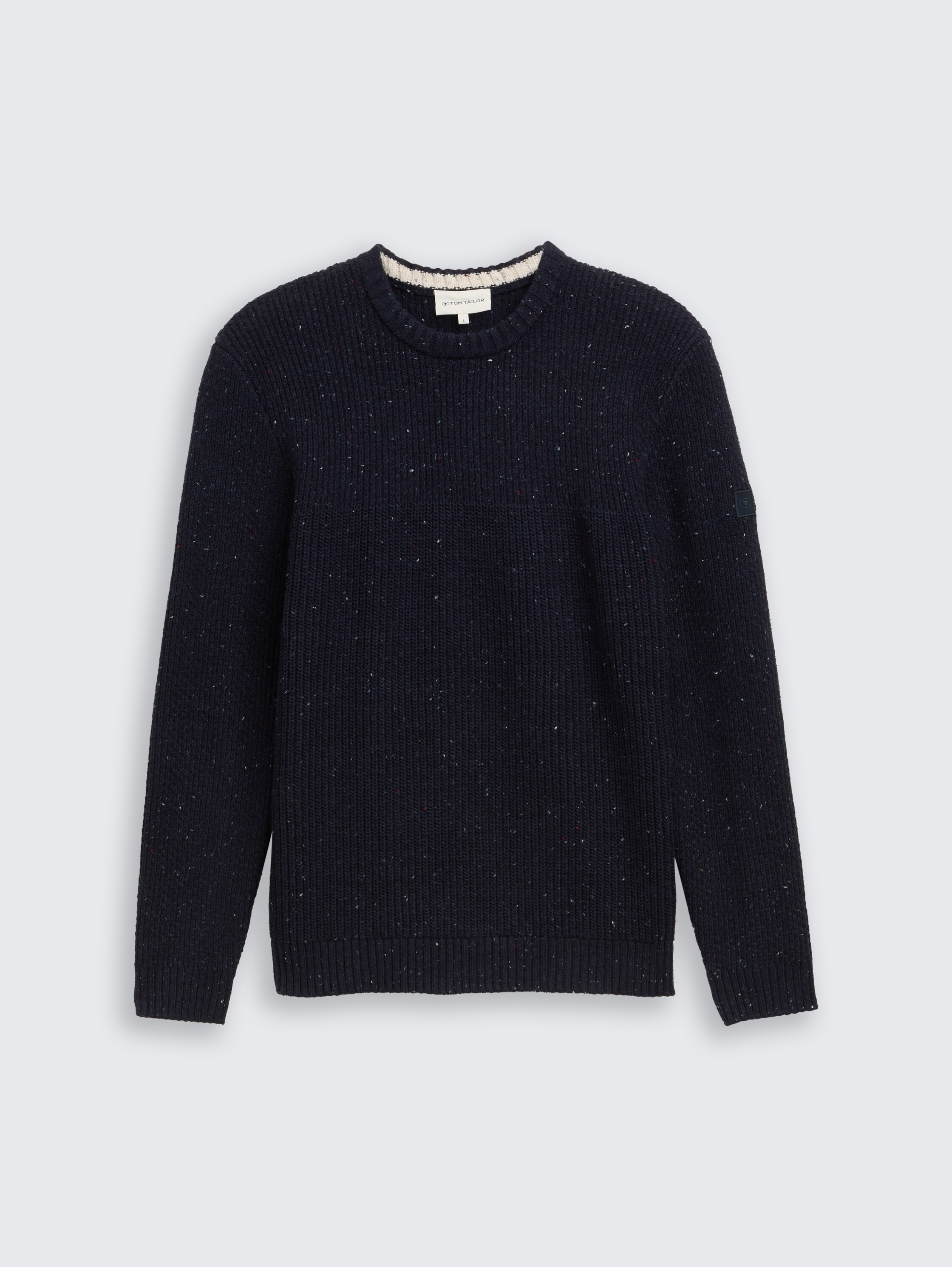 Gebreide trui met structuurmix - navy_melange_multi_neps - 