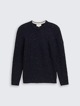 Strickpullover mit Strukturmix - navy melange multi neps