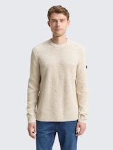 Strickpullover mit Strukturmix - offwhite melange multi neps - Ausschnitt Model-Vorderansicht