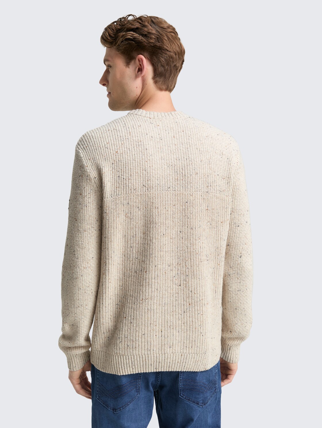 Strickpullover mit Strukturmix - offwhite melange multi neps